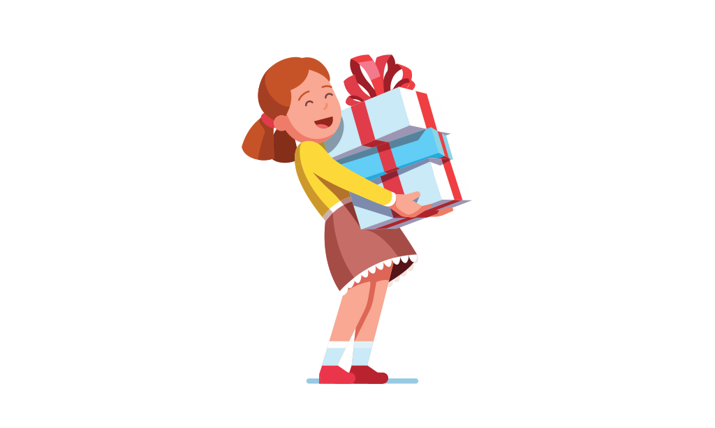 فتاة تحمل هدايا