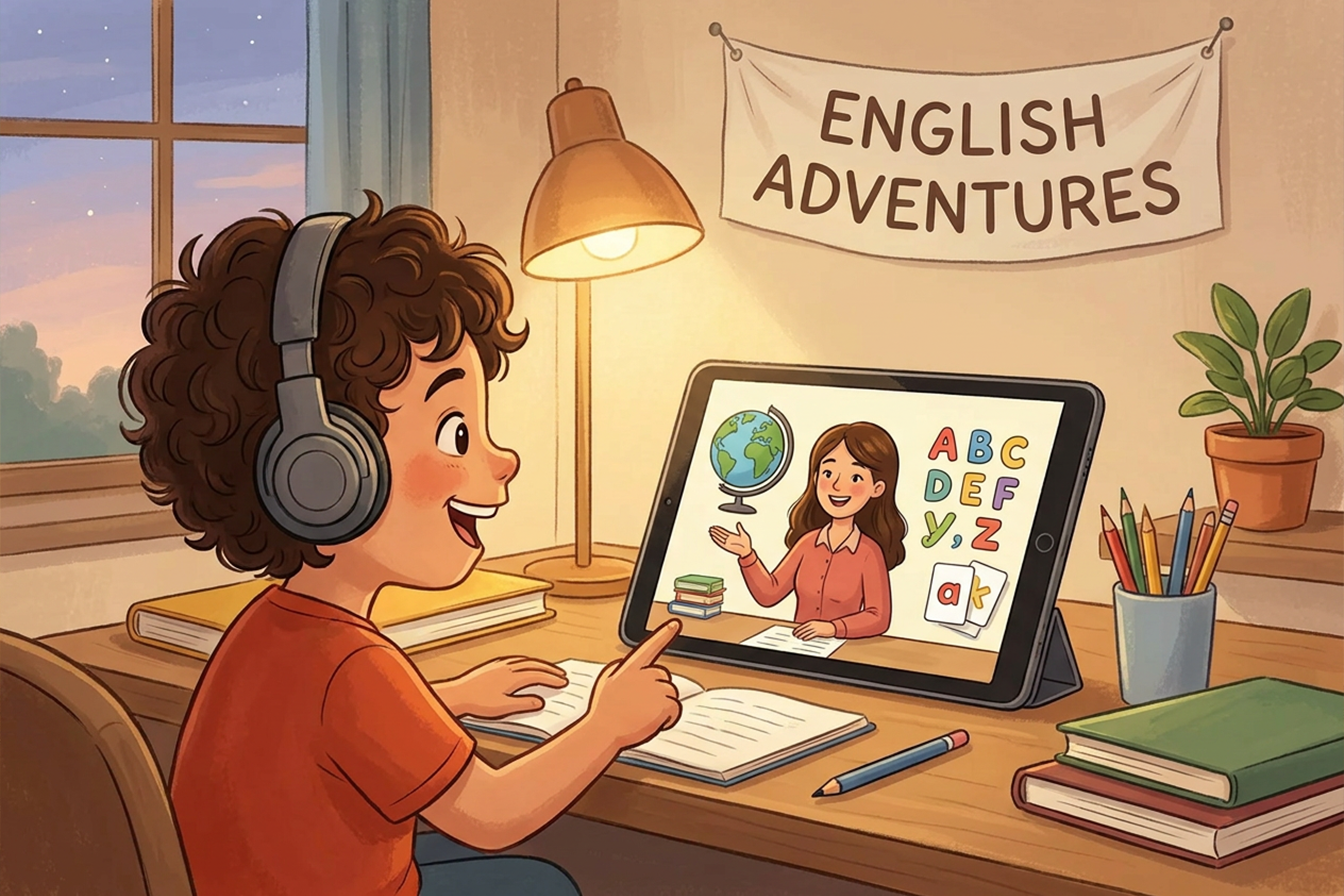 طفل يتعلم الإنجليزية أونلاين بمتعة في نوفاكيد