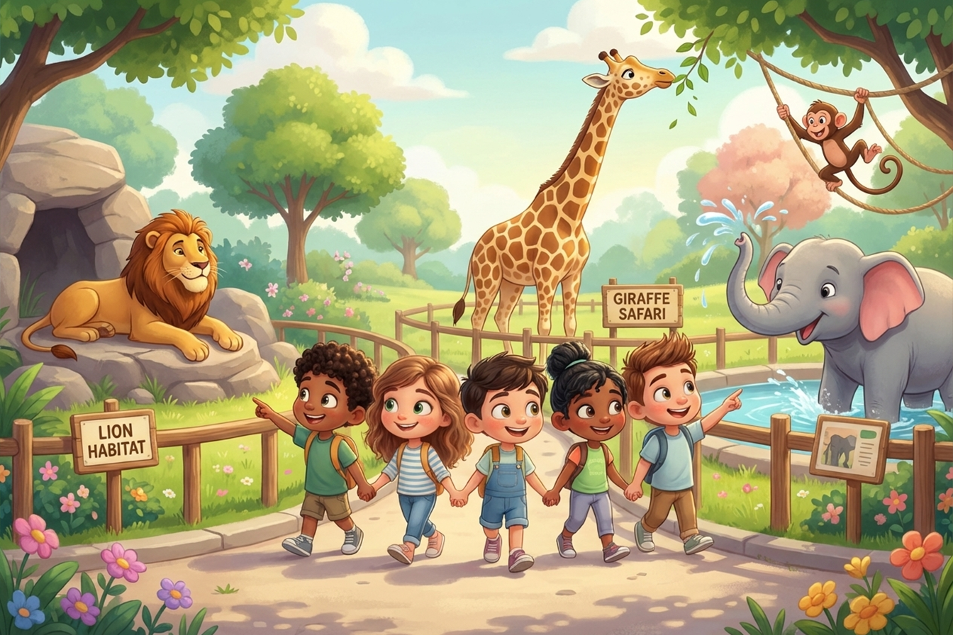 أطفال في حديثة الحيوان