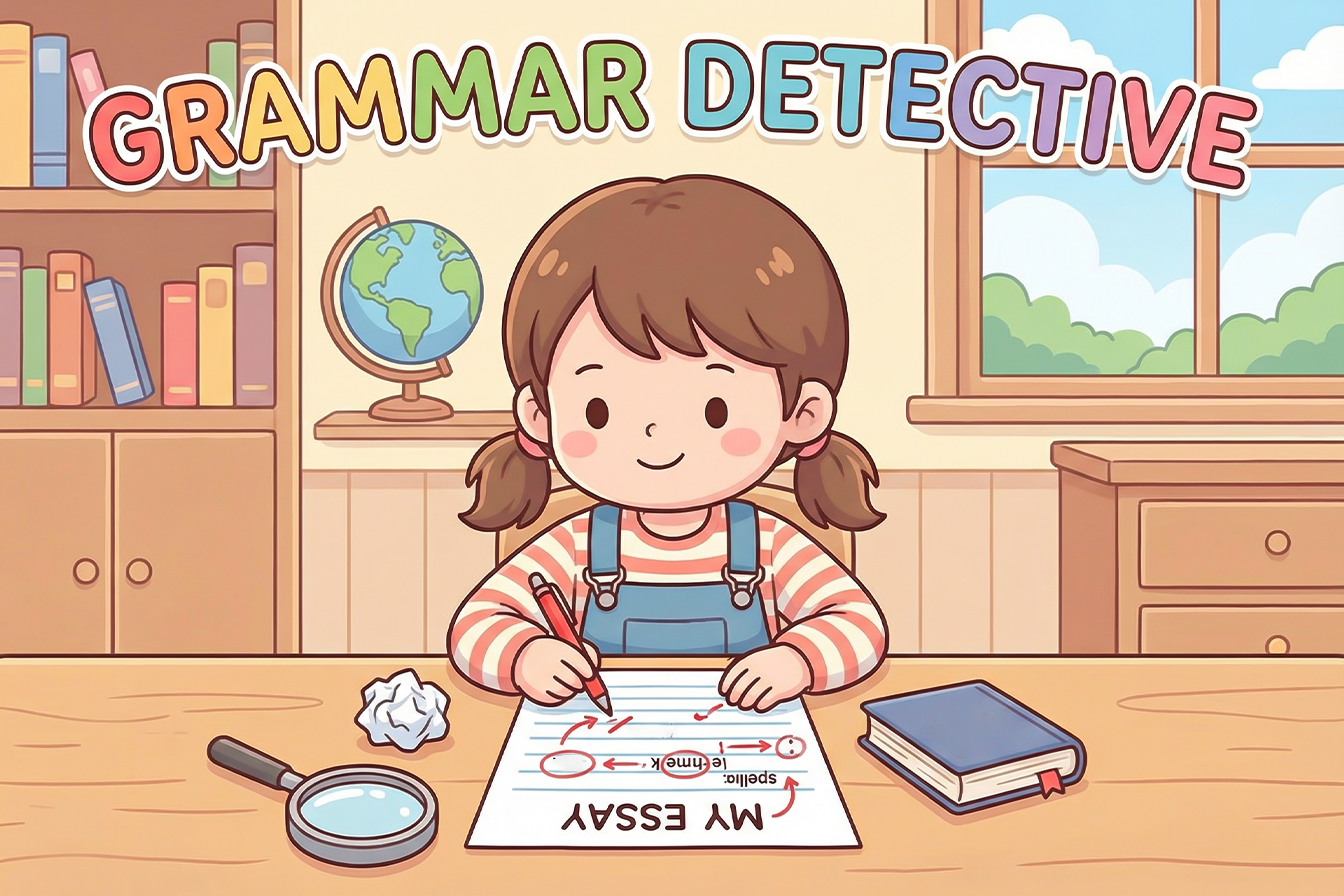 طفل يراجع النص