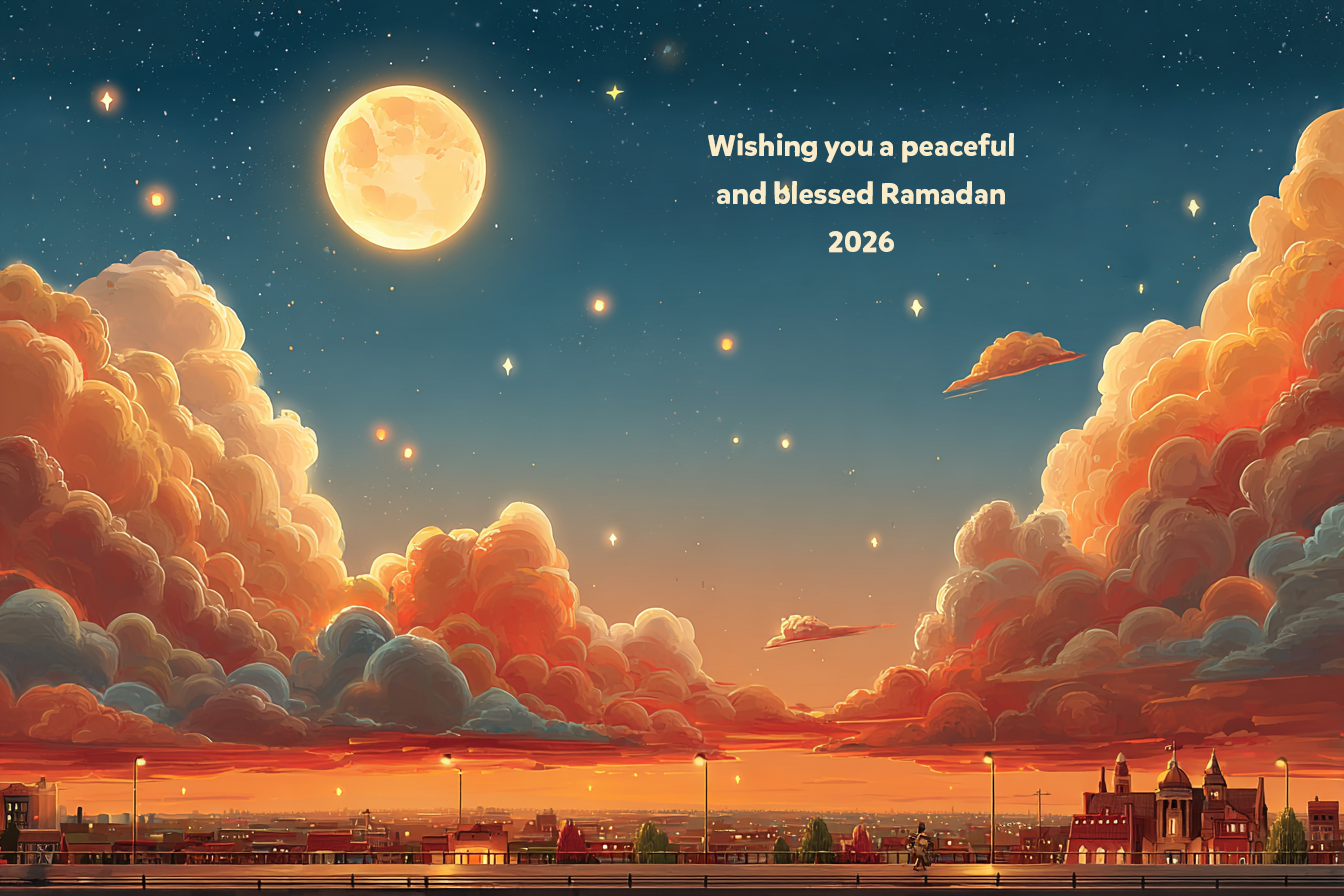 صور تهنئة رمضانية بسيطة واحترافية مناسبة للأماكن المهنية والشركات، تحتوي على نقوش إسلامية خفيفة وألوان حيادية، مع رسائل مثل “Wishing you a peaceful and blessed Ramadan 2026”، وتصميم نظيف وخطوط حديثة لإضفاء مظهر رسمي ومحترم.