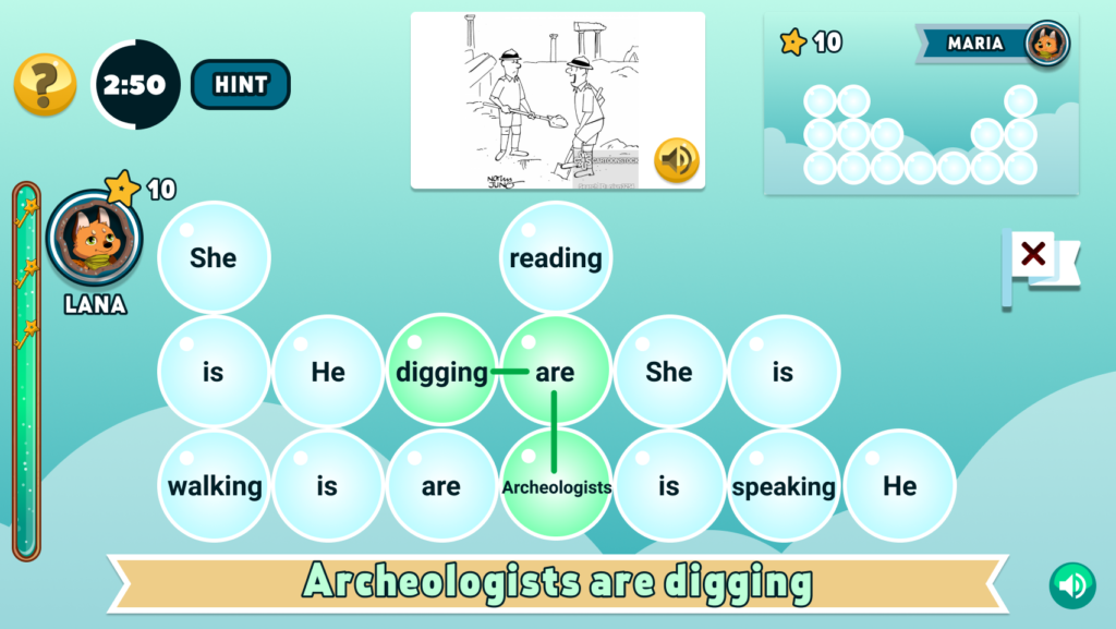 An English learning game on the Novakid's platform for kids