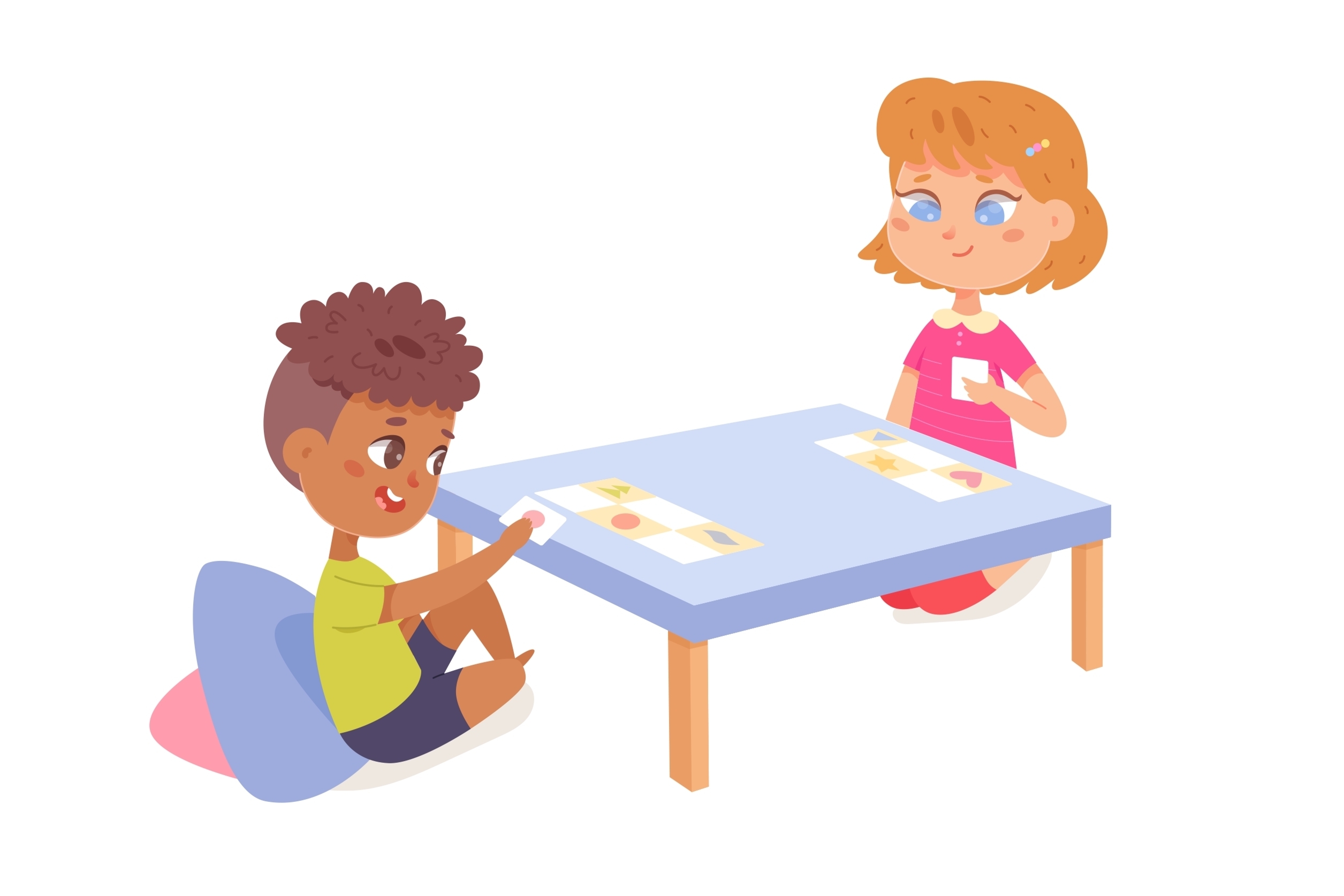 Kinder spielen Memory