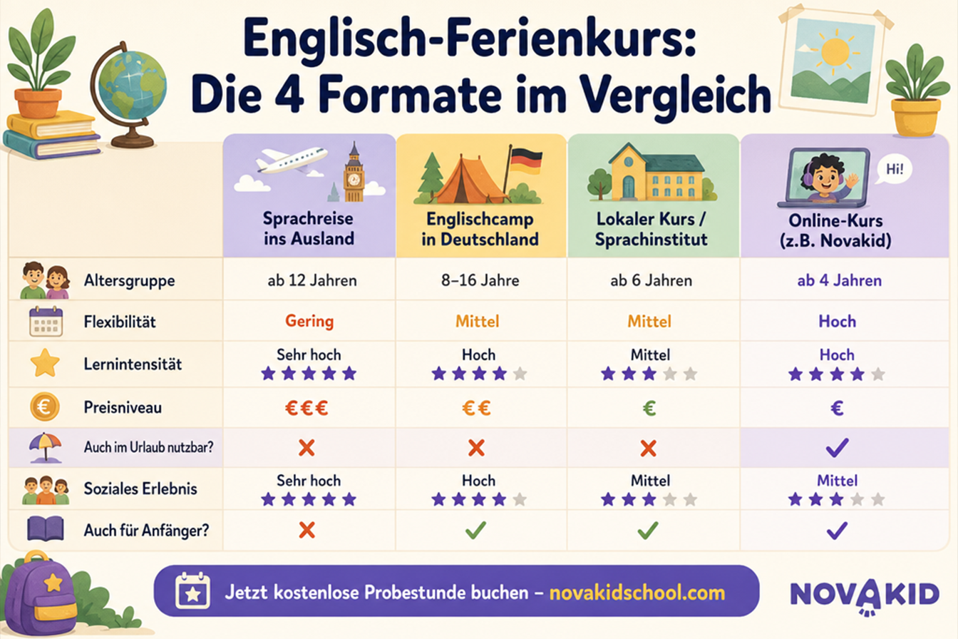 Englisch-Ferienkurs für Schüler: 4 Optionen