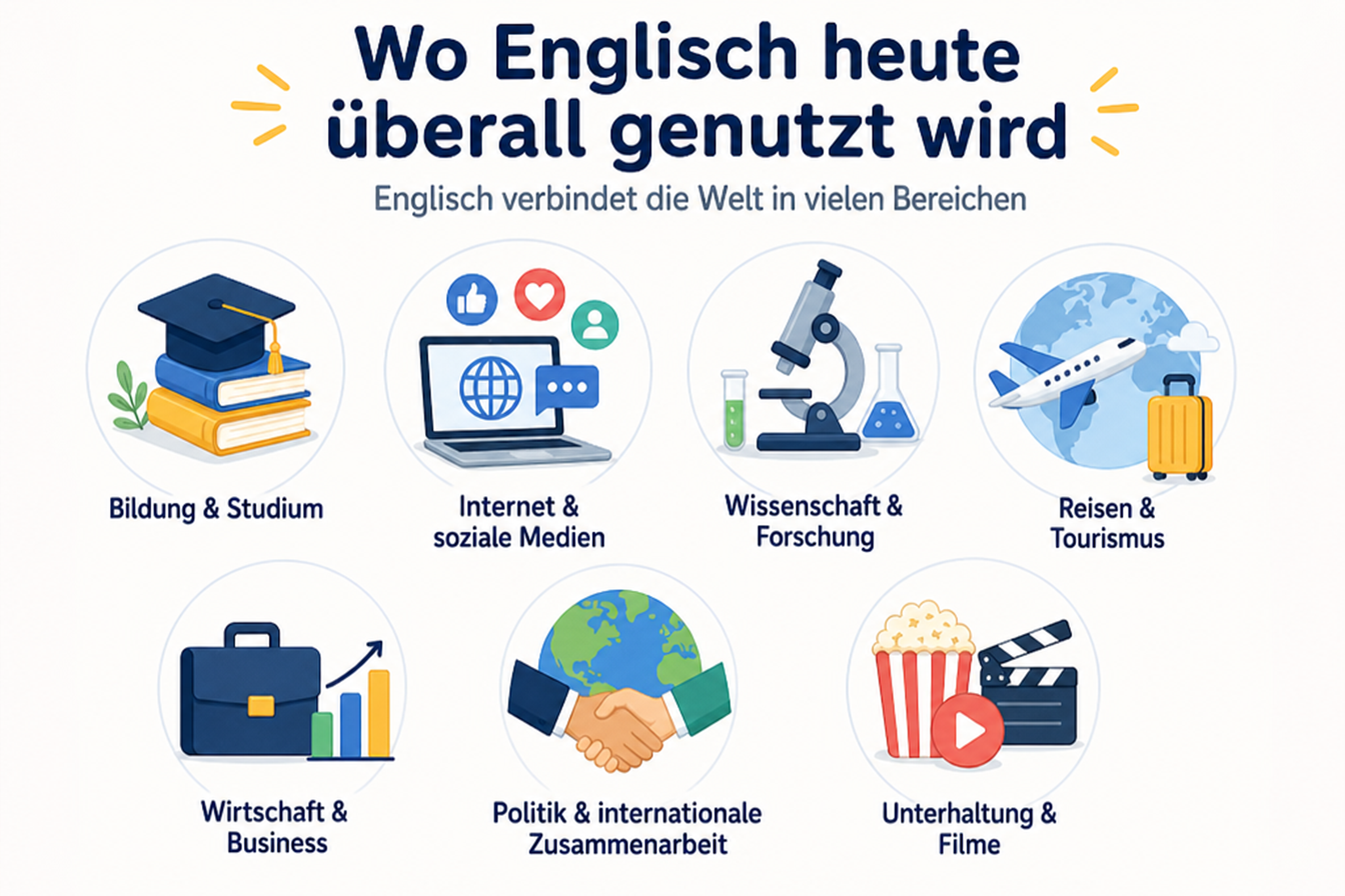 In welchen Bereichen ist die Weltsprache Englisch relevant?