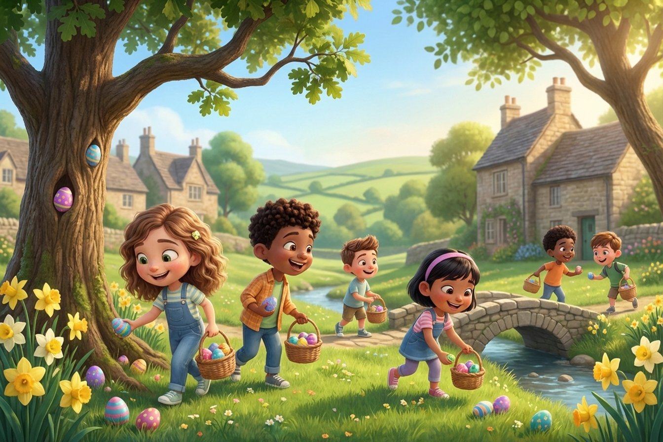 Typisch englisches Osterfest mit Ostereiersuche im Park