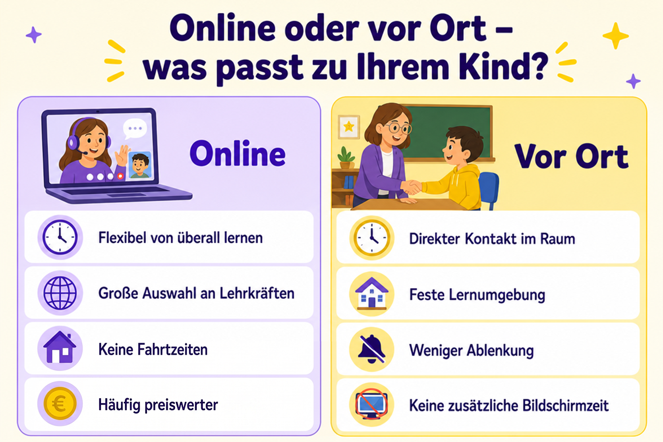 Vergleich- Englisch-Nachhilfe online oder vor Ort