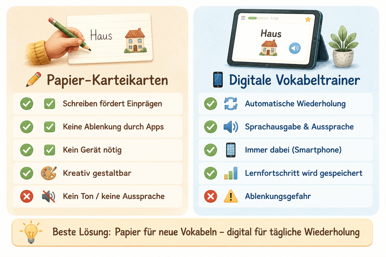 Mit Karteikarten Vokabeln lernen: Die 5-Fächer-Methode