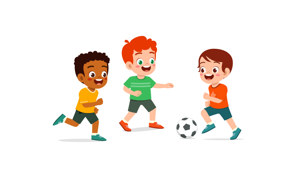 Kinder spielen Fußball