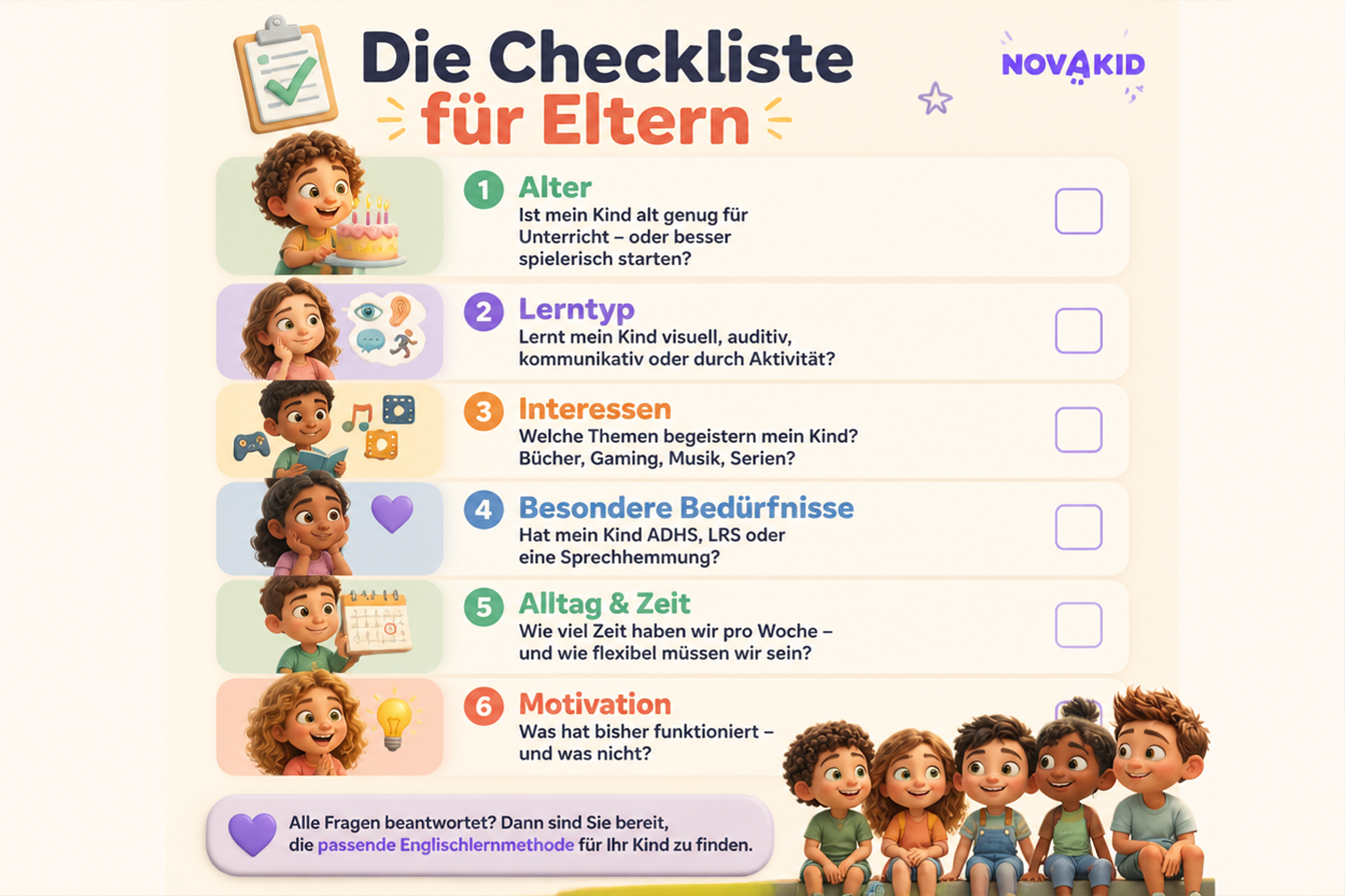 Checkliste- Englisch lernen für Kinder - worauf Eltern achten sollten