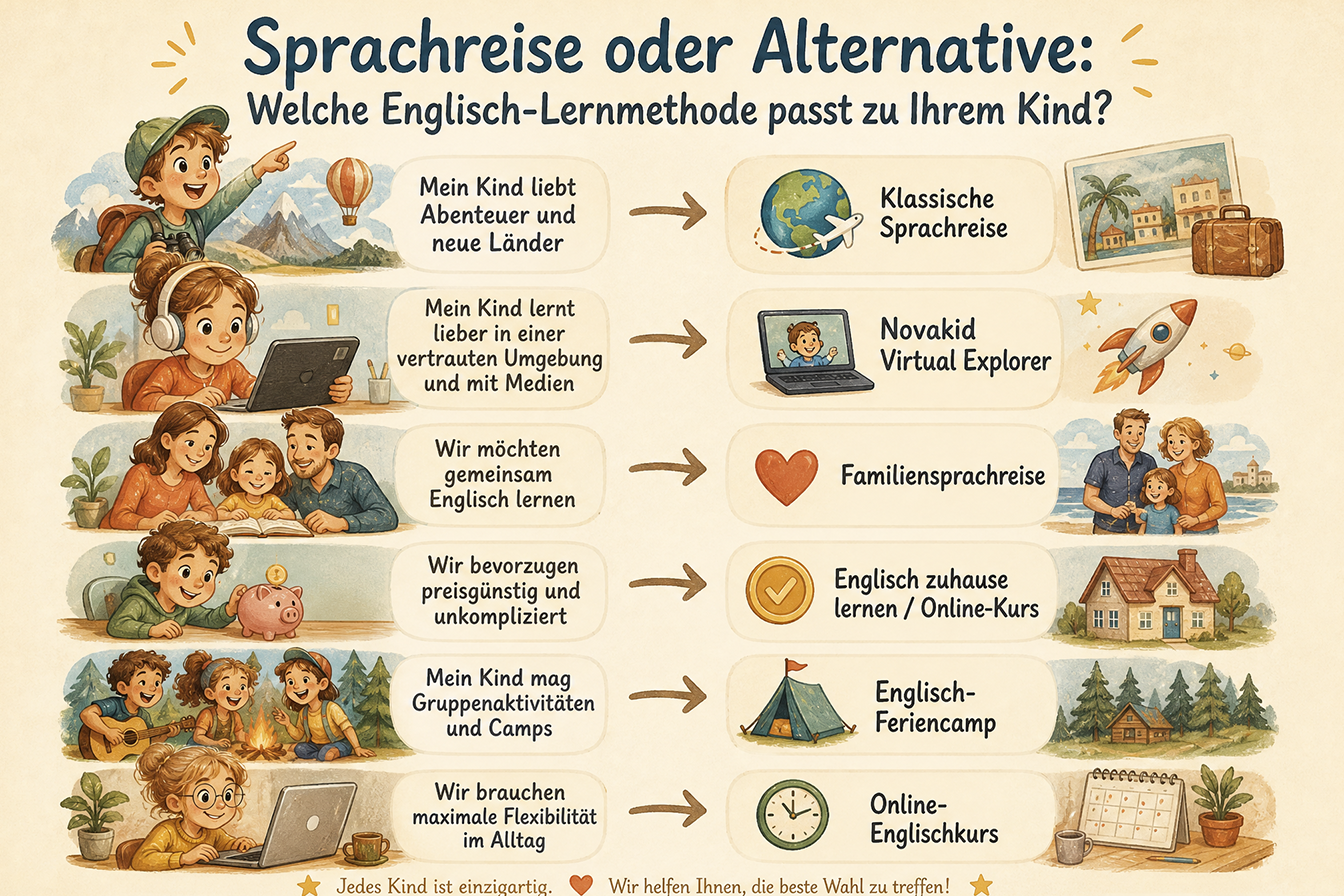 Sprachreise oder Alternative: Welche Englisch-Lernmethode passt zu Ihrem Kind?