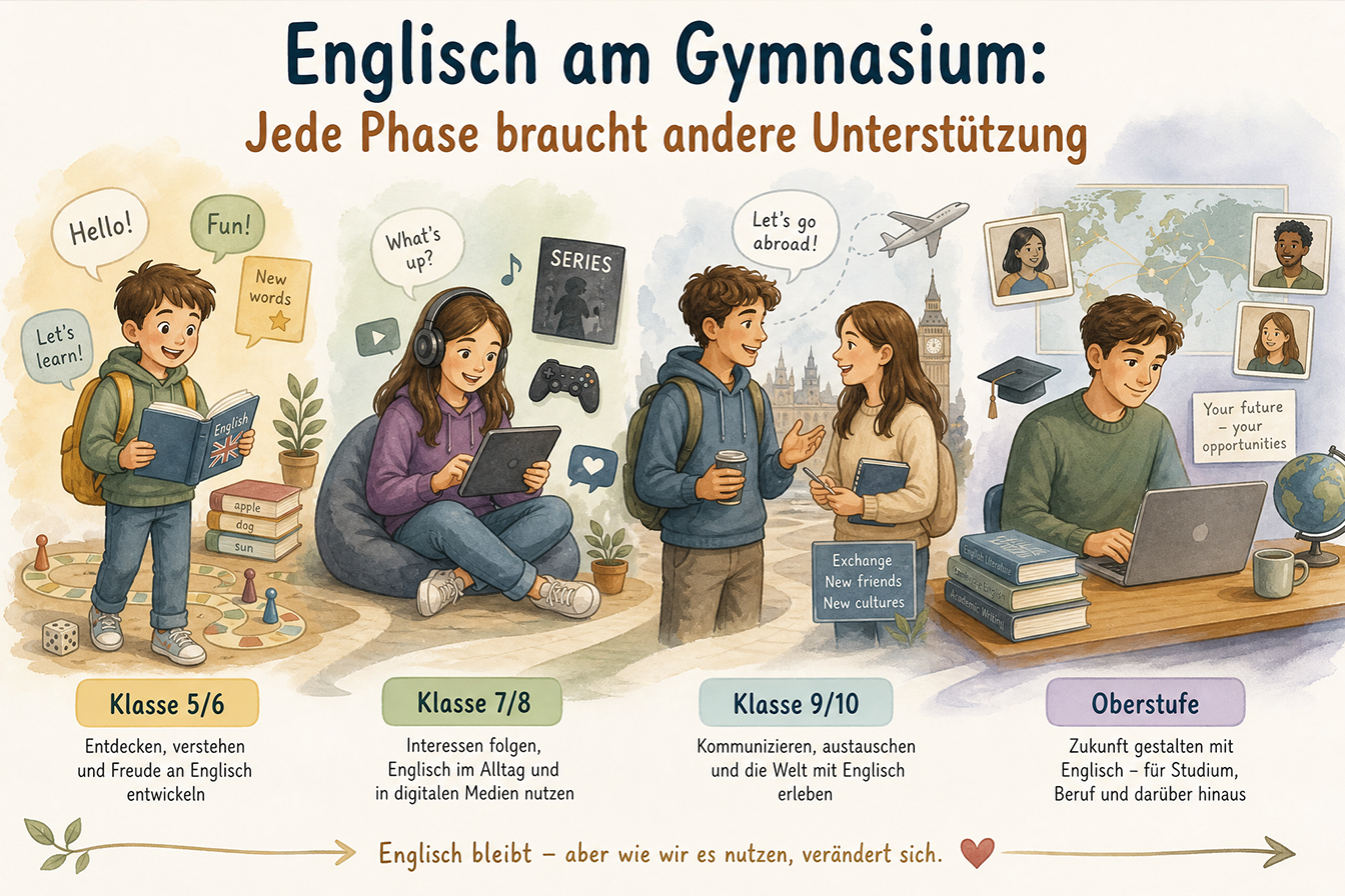In verschiedenen Klasenstufen lernen Kinder Englisch mit unterschiedlichen Materialien und Aktivitäten