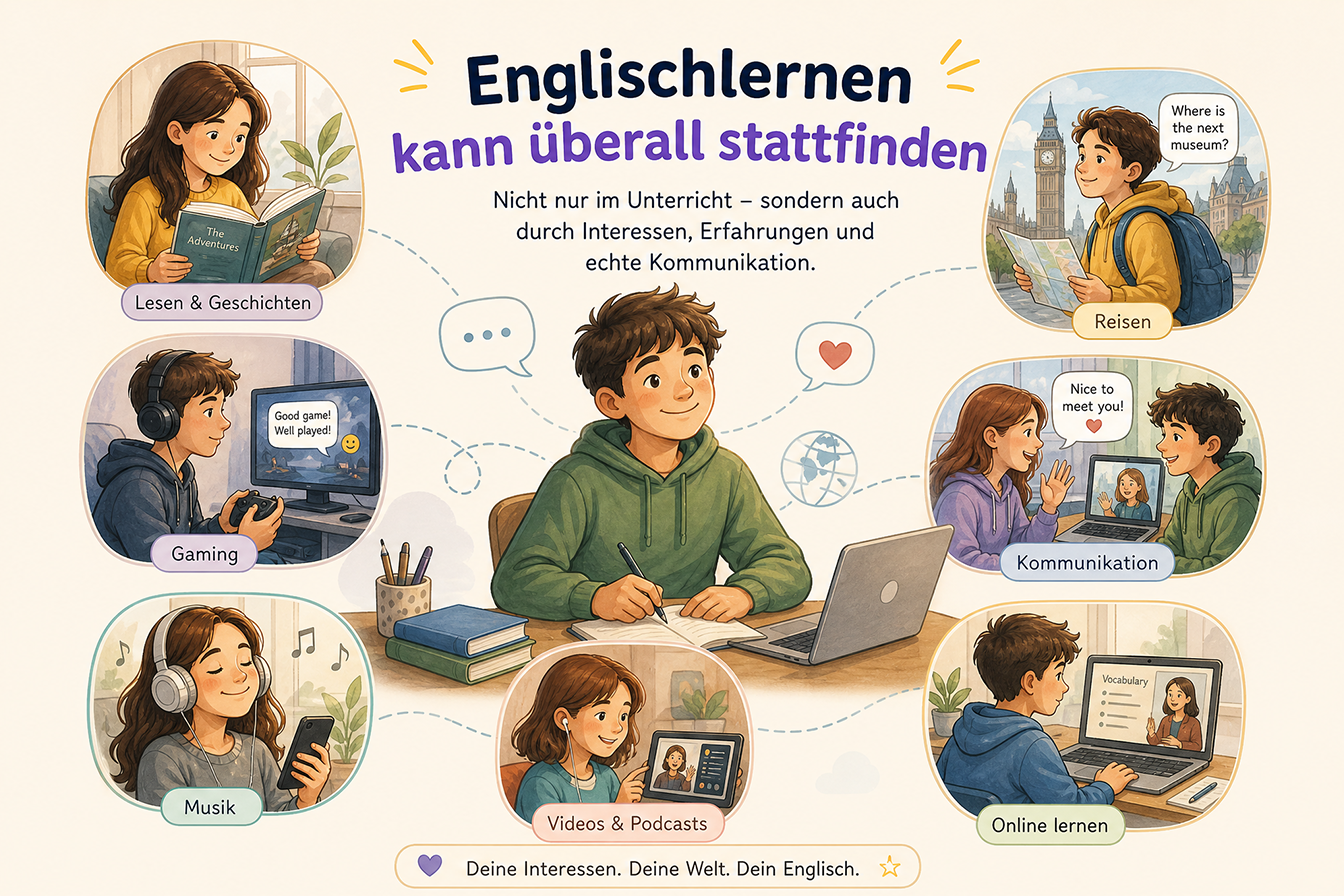 Kinder können überall Englisch lernen, nicht nur in der Schule