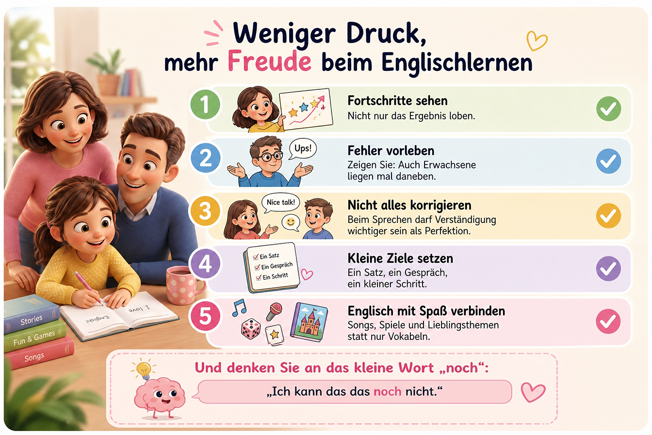 Weniger Druck, mehr Freude beim Englischlernen für Kinder