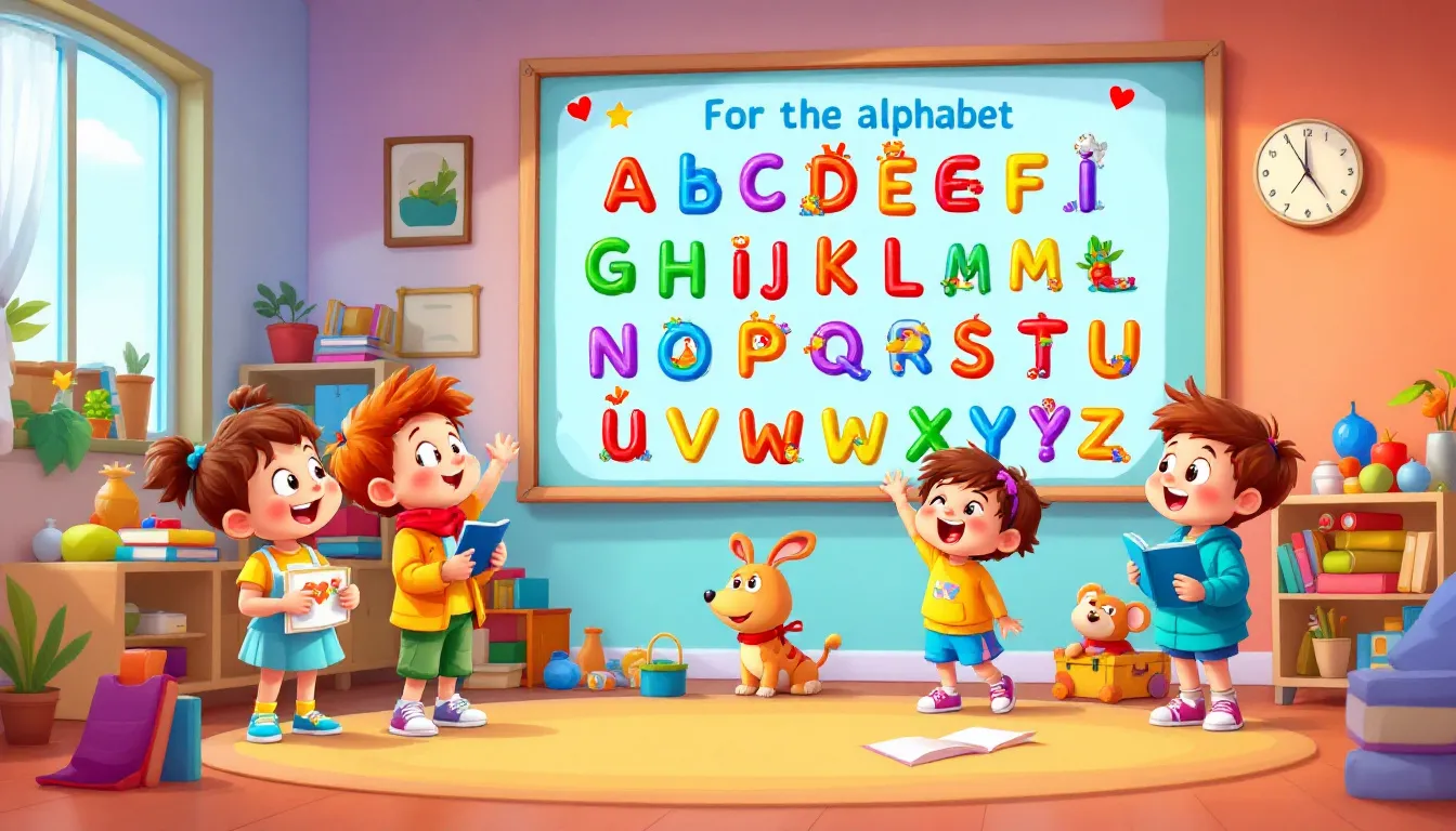Niños aprendiendo el abecedario en inglés a través de actividades interactivas