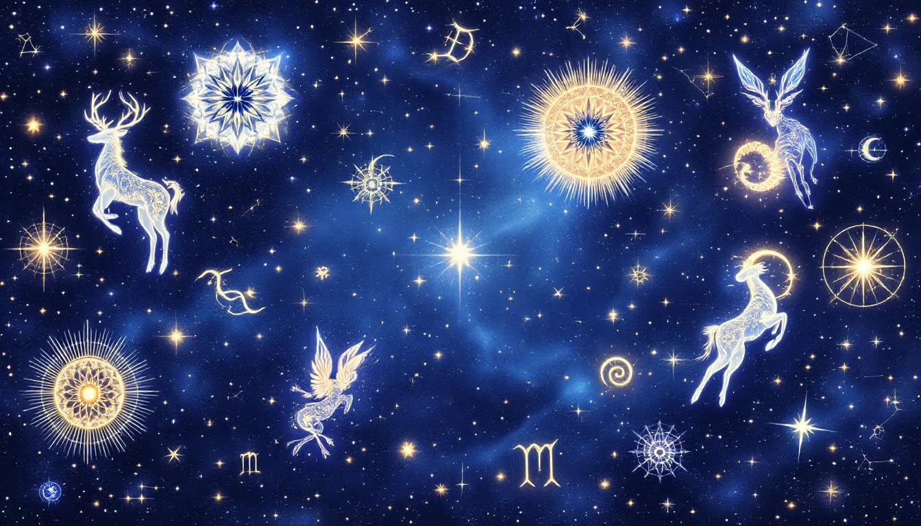 Una representación artística de los signos del zodiaco en el cielo estrellado