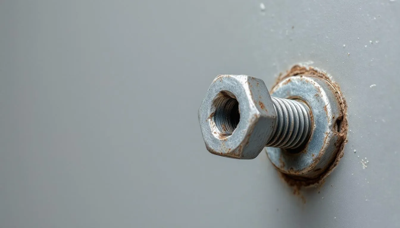La imagen muestra un tornillo mal ajustado, con una parte visible que parece estar suelta, lo que podría causar errores en su uso. Este detalle resalta la importancia de verificar la seguridad en las actividades de mantenimiento