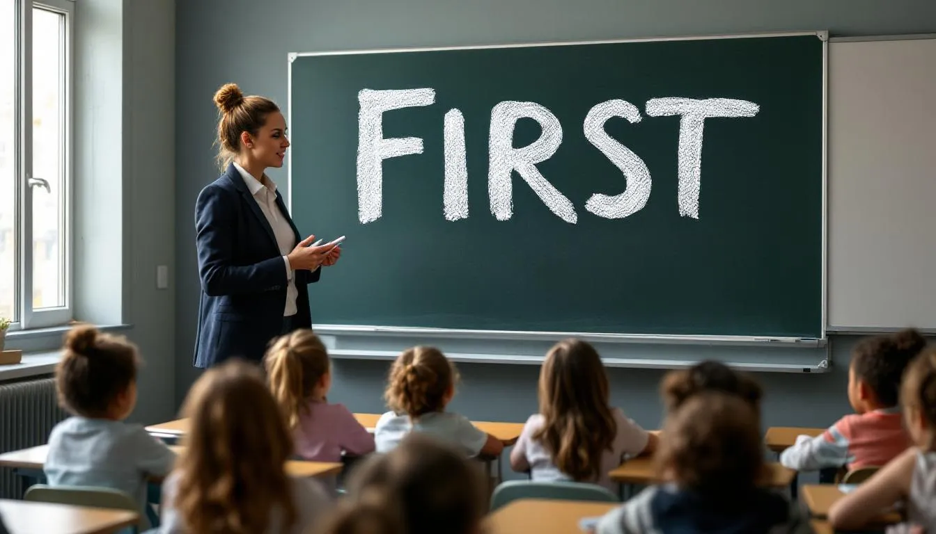 Una profesora enseñando los números ordinales en inglés