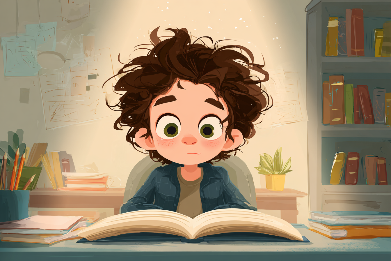 Un niño estudia a diferencia entre