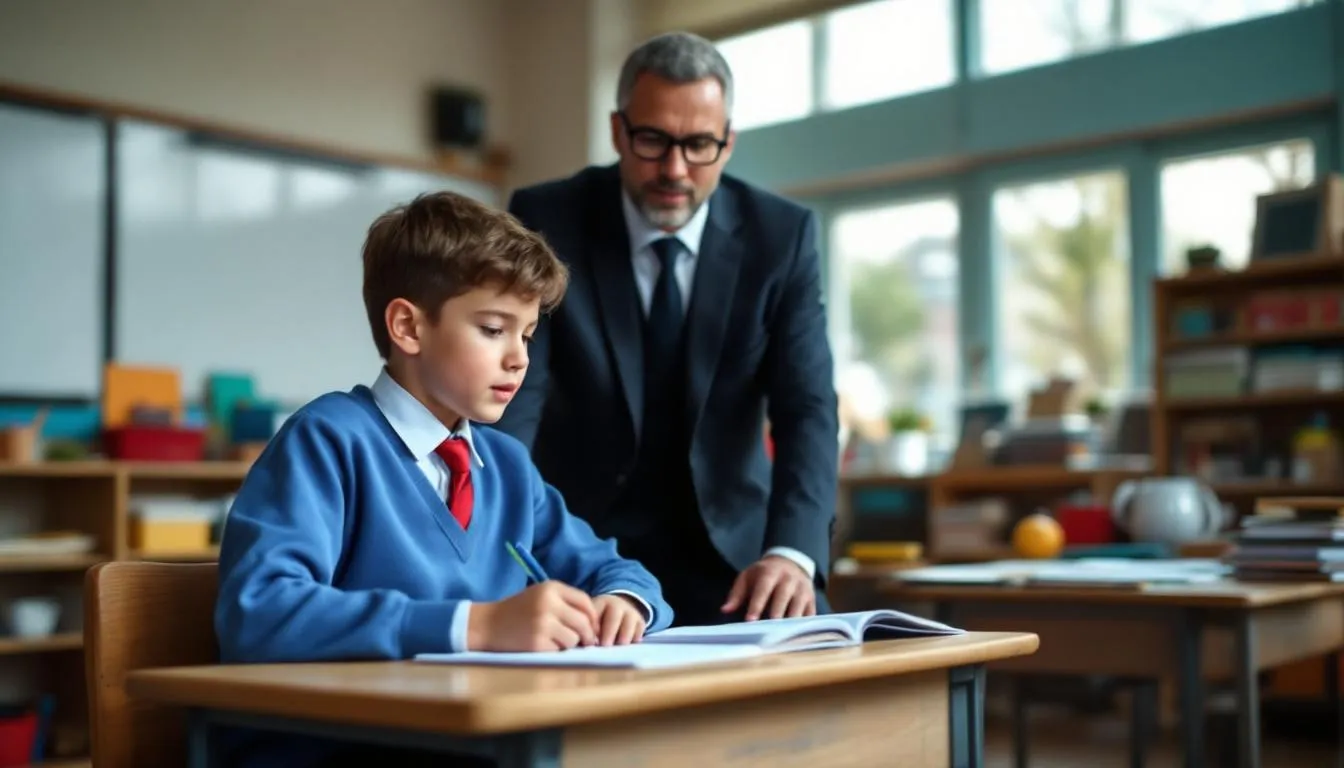 Un niño tiene la suerte de poder practicar inglés con un nativo