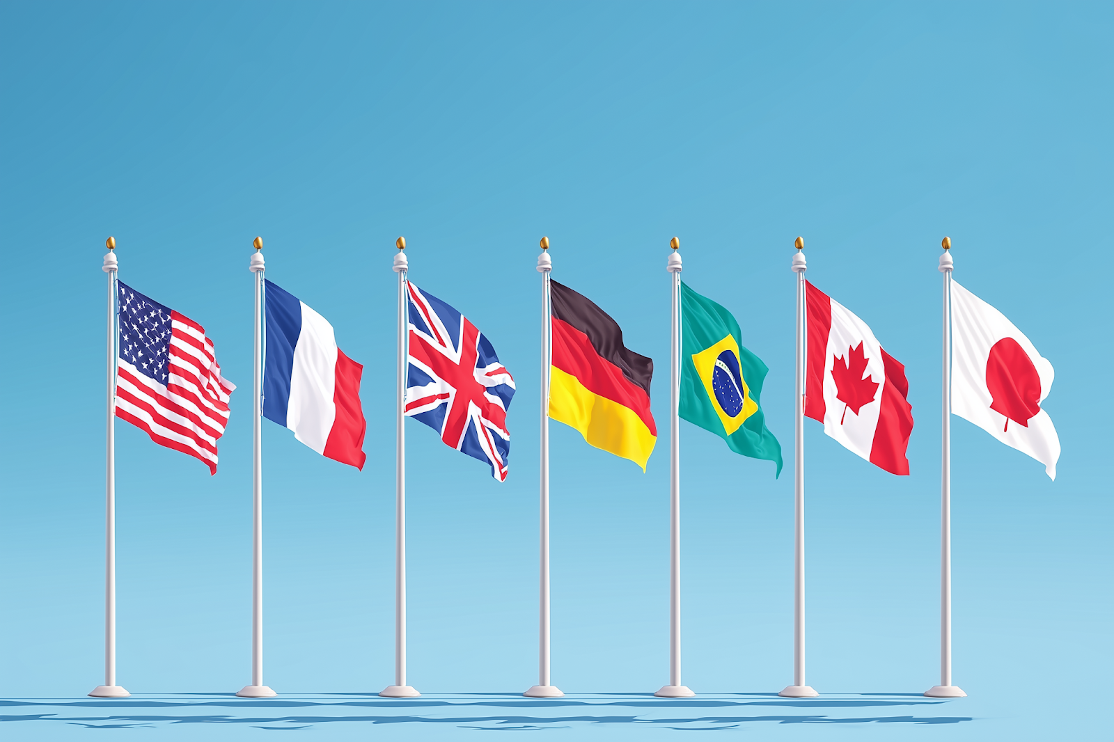 Una imagen con diferentes banderas de países. Algunos de ellos tienen más de una lengua oficial.