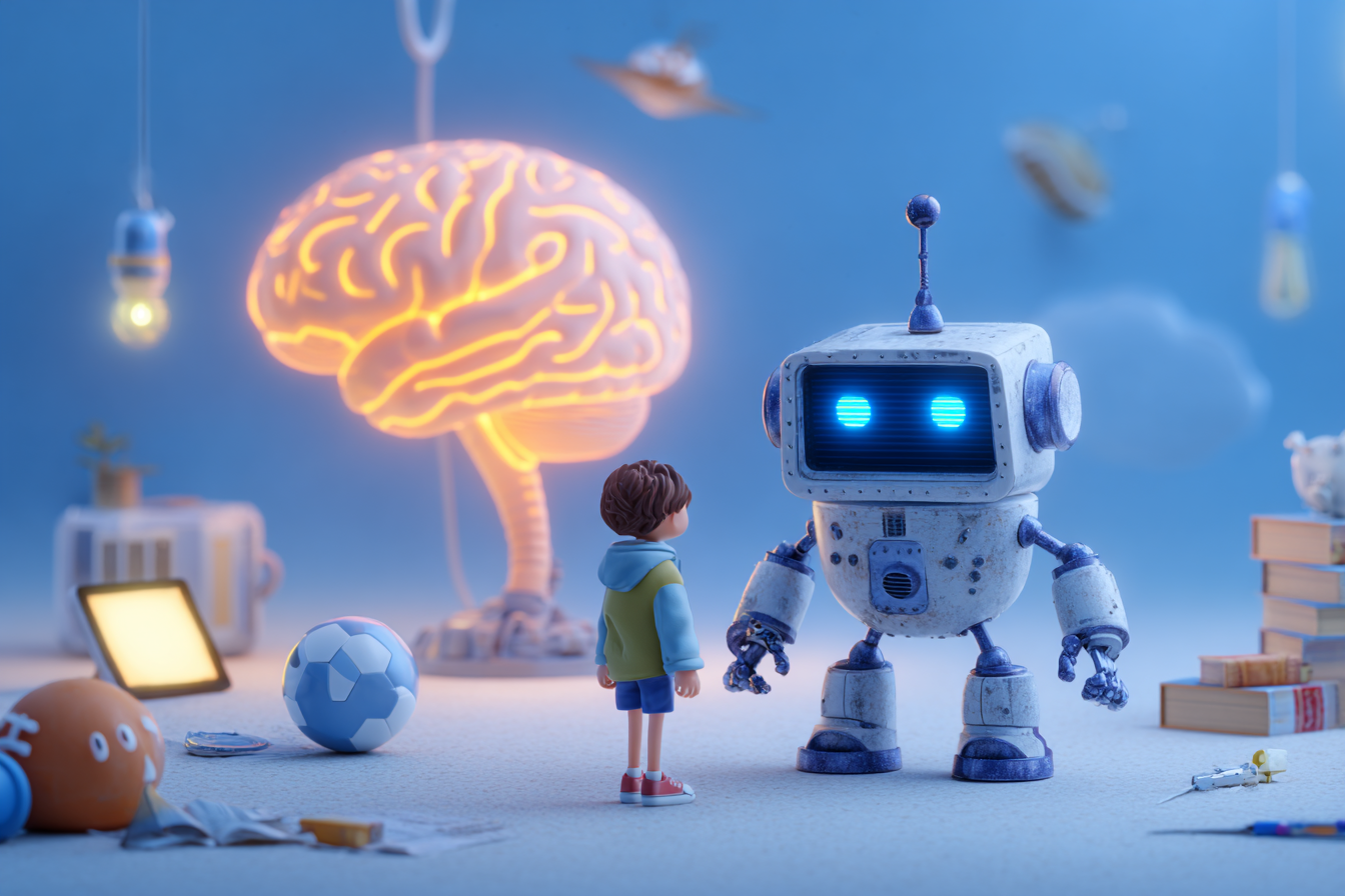 ילד מתבונן ברובוט