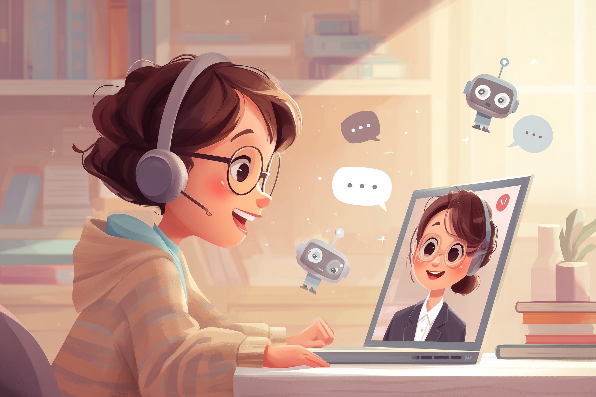 ילדה לומדת בעולם דיגיטלי