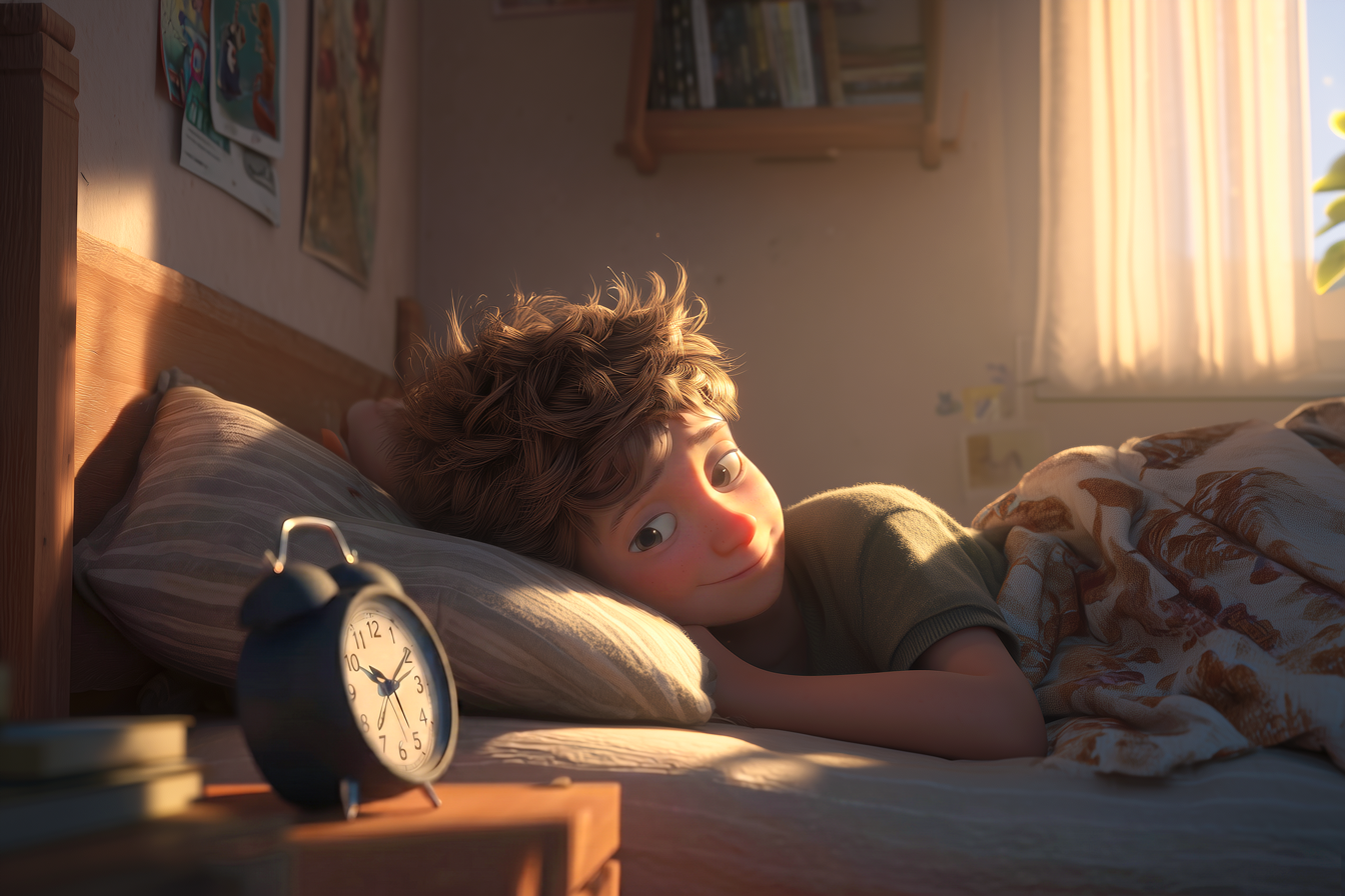 Un bambino di circa 12 anni che guarda l'orologio. Illustrazione per suggerire la cognizione del tempo nei bambini