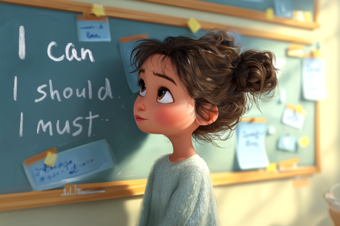 bambina-guarda-lavagna-con-verbi-modali-in-inglese