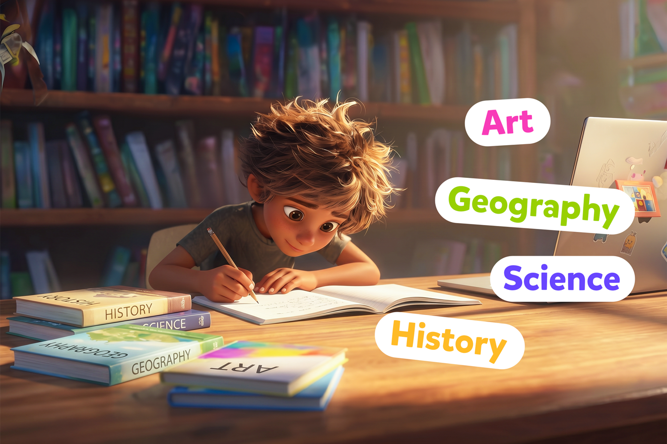 bambino studia