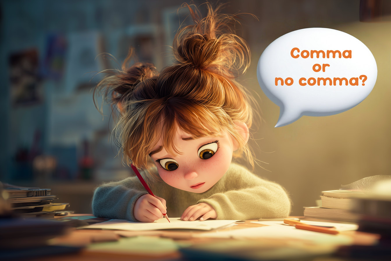 Una bambina sta studiando la virgola in inglese e si chiede: Comma or no comma?
