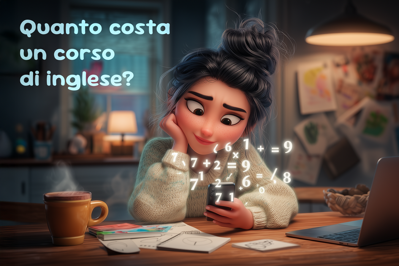 Una mamma è seduta al tavolo della cucina con la calcolatrice in mano e si domanda: quanto costa corso di inglese?