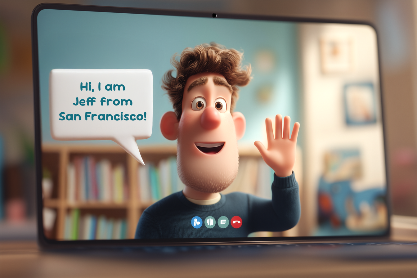 Durante il corso di inglese un insegnante Novakid si presenta e dice: Hi, I am Jeff from San Francisco!