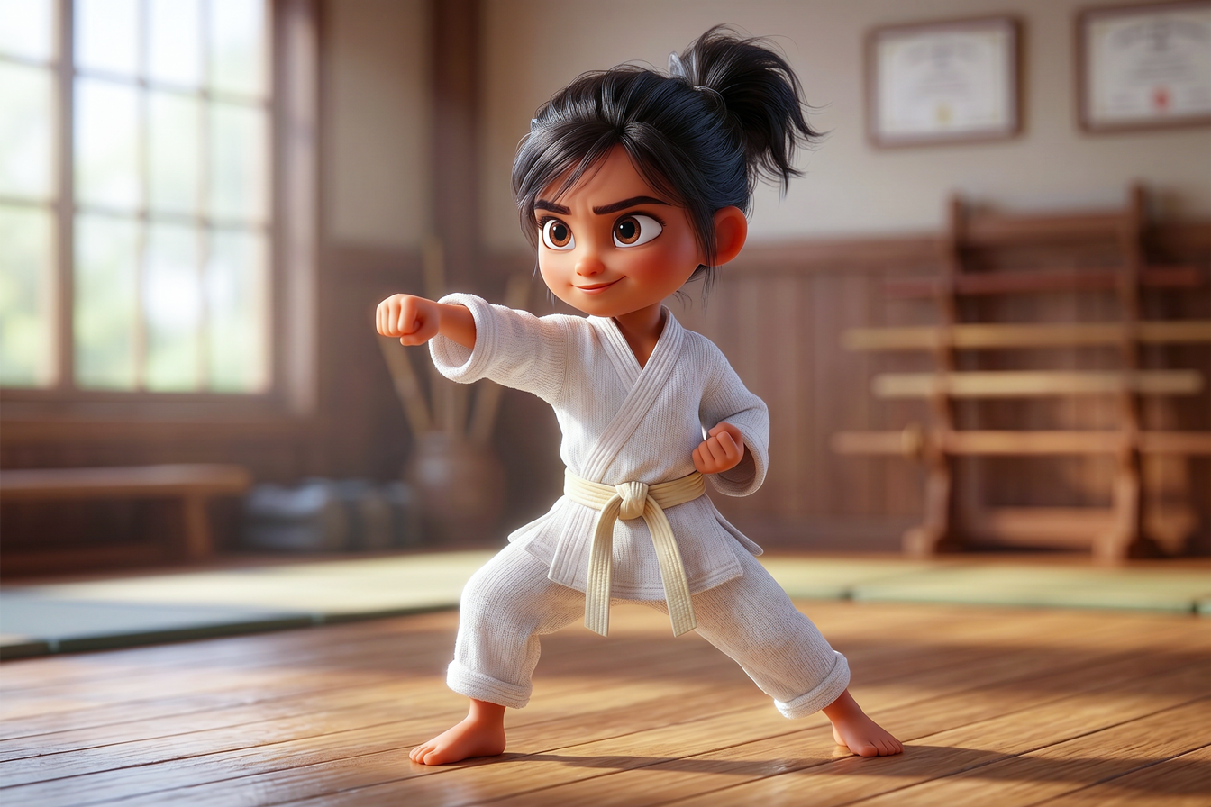 ragazza pratica il karate