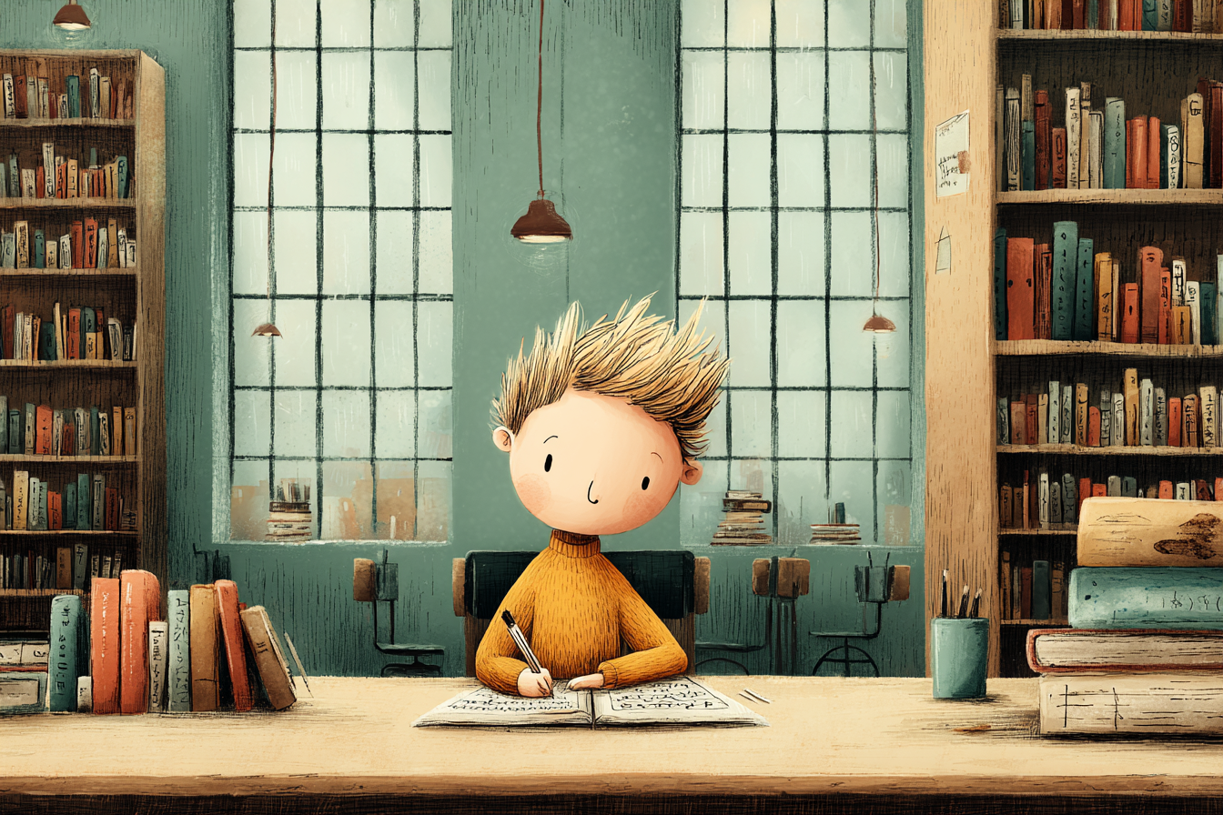 dziecko robiące notatki gramatyczne w zeszycie podczas nauki