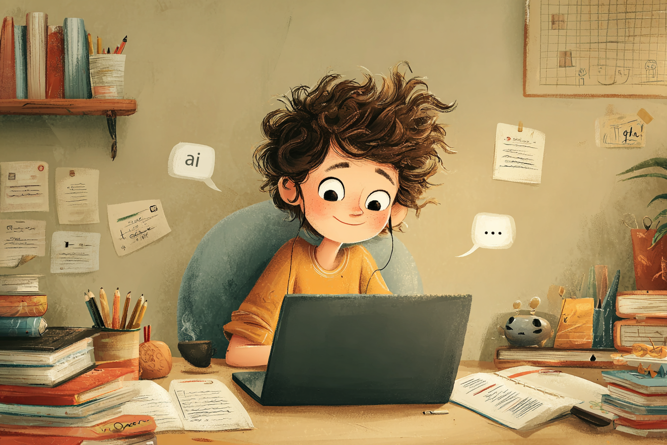 dziecko korzystające z aplikacji do nauki angielskiego opartej na sztucznej inteligencji