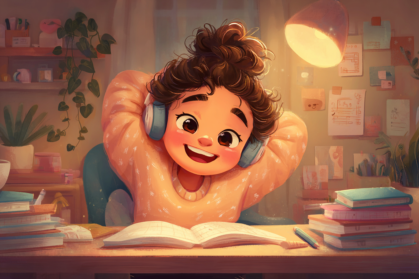 zadowolone dziecko po nauce angielskiego