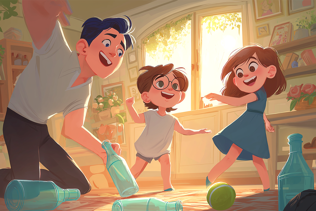 evde-bovling-oynayan-aile