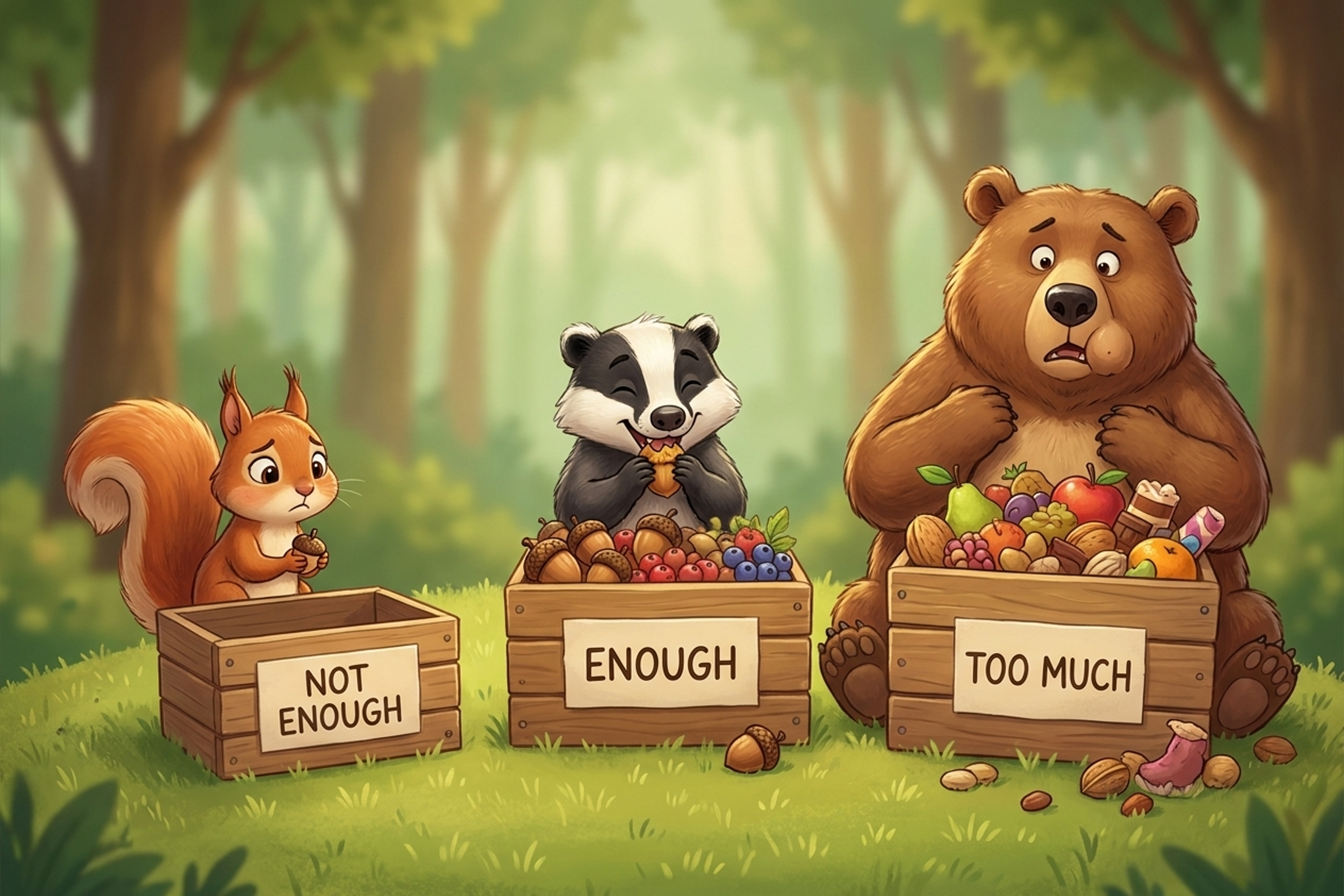 “Too” ve “enough” ile ilgili miktar ölçeği.