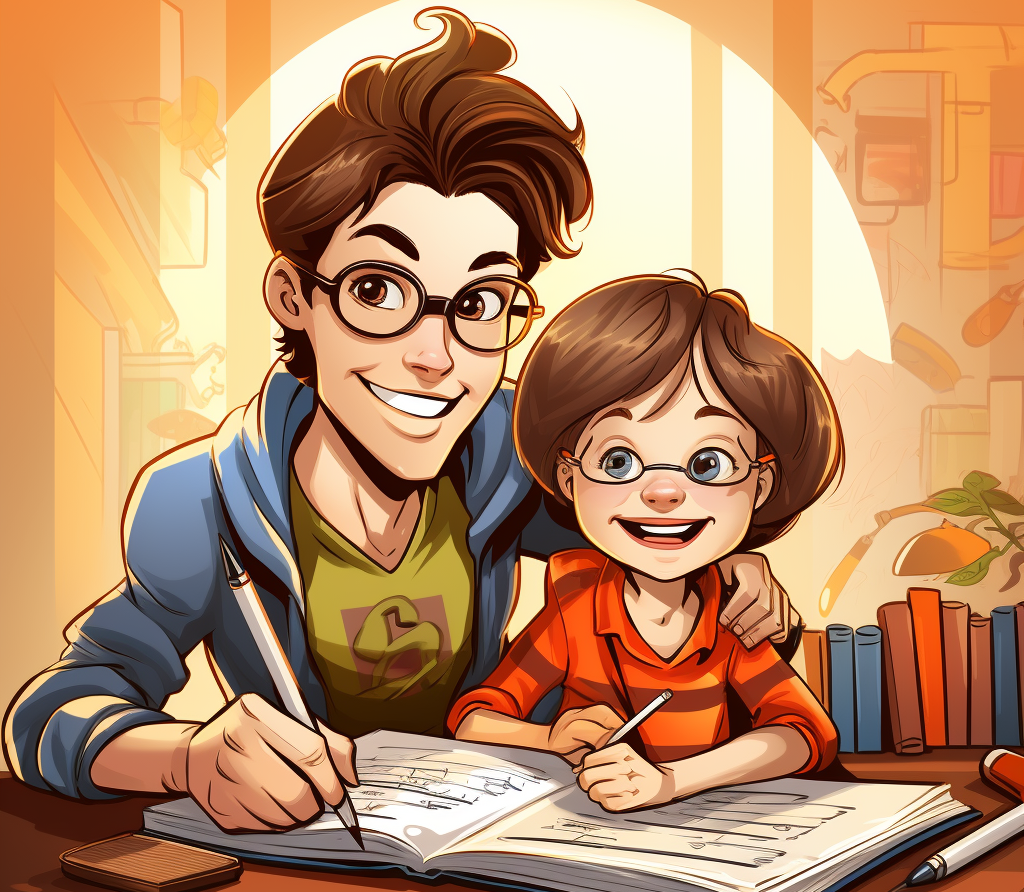 babasiyla okuyan cocuk