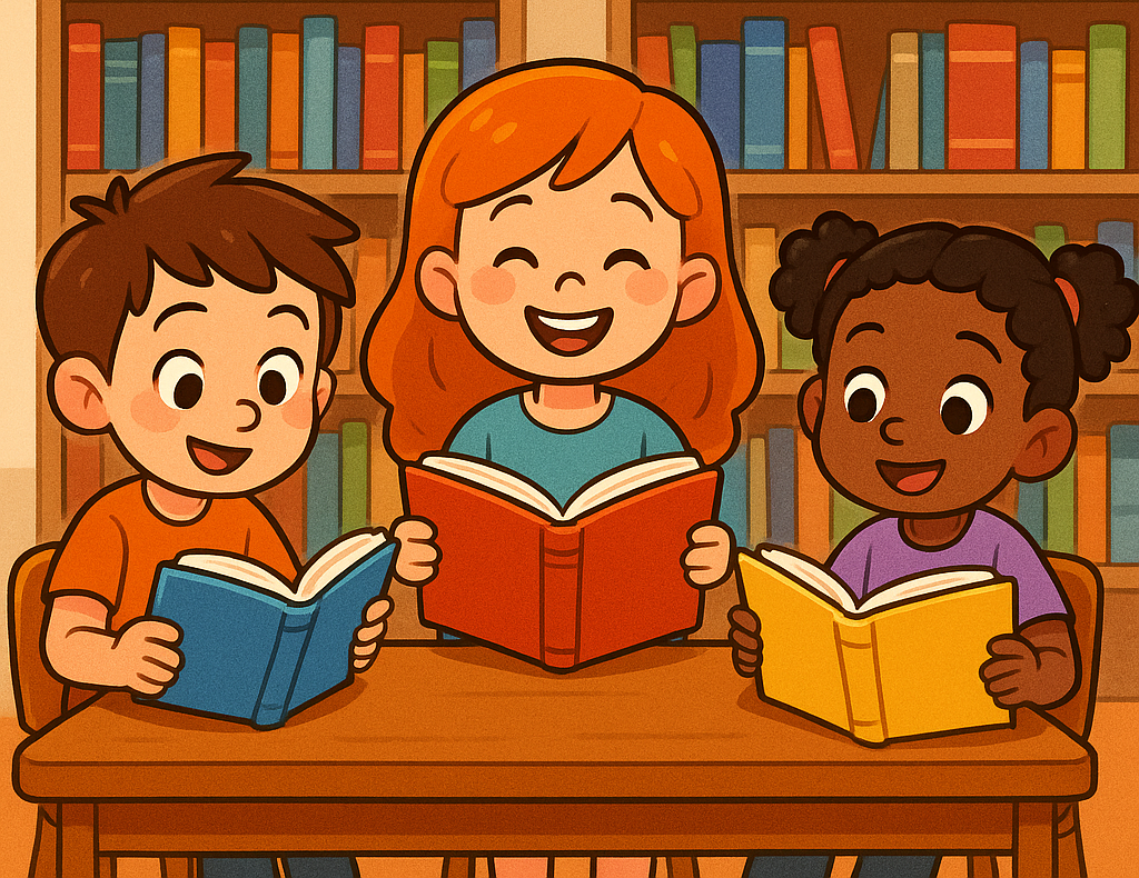 Çocukların kitap okuyor