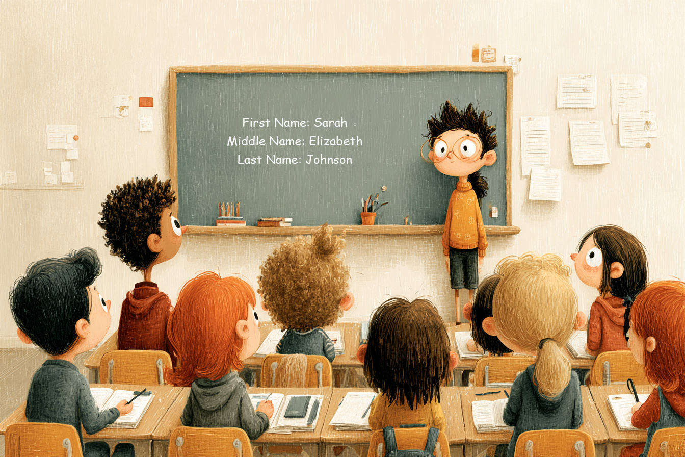 İngilizce isim sıralaması tahtada