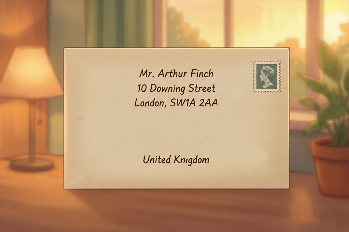 Zarf üzerinde İngilizce adres