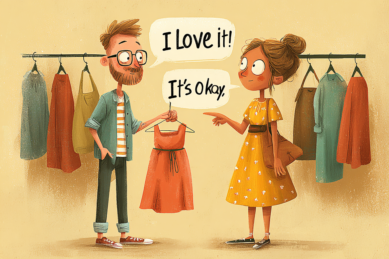 Birlikte alışveriş yapan farklı zevklere sahip iki kişi.