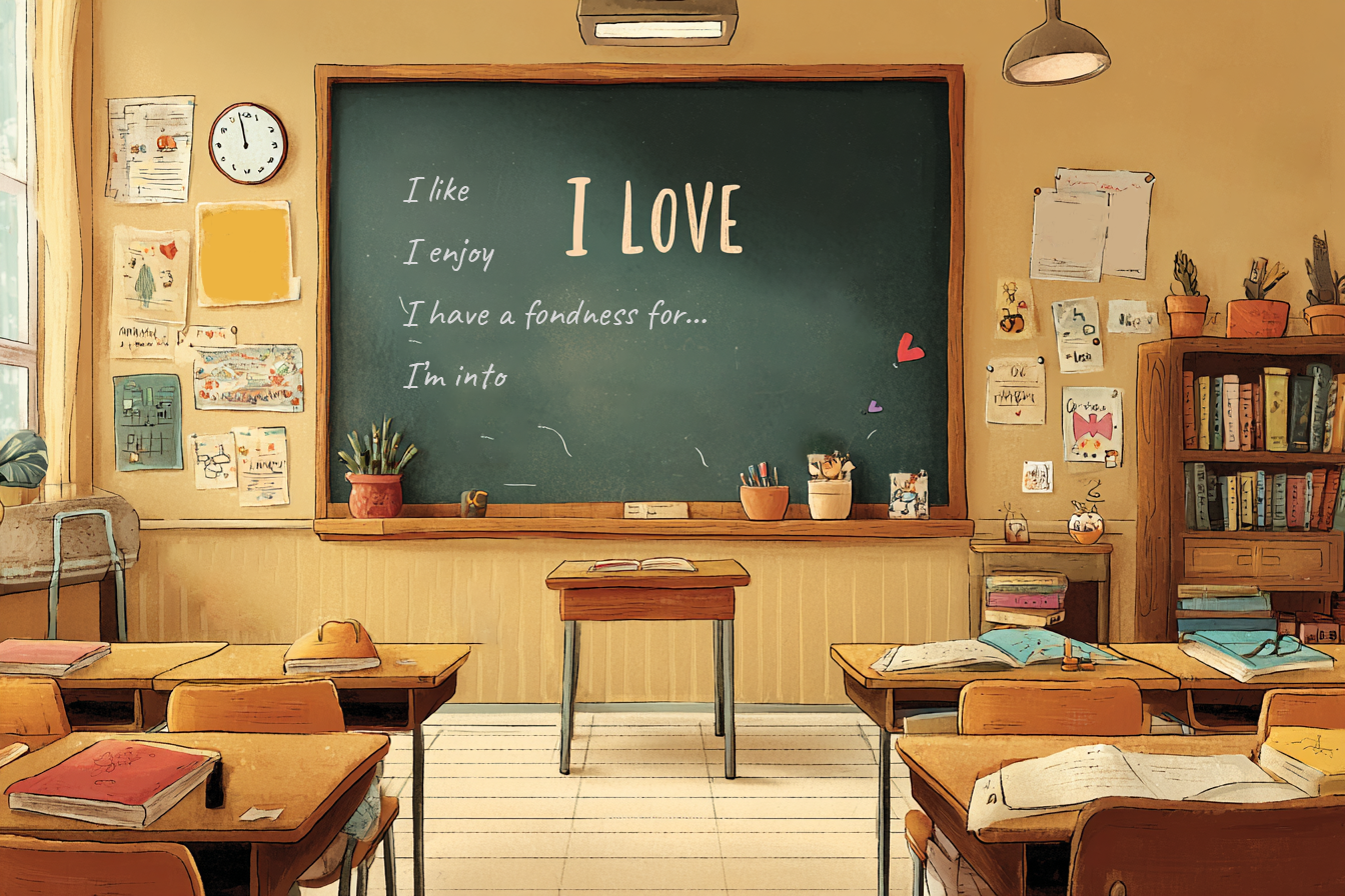 Farklı beğeni ifadelerinin yazılı olduğu bir yazı tahtası.