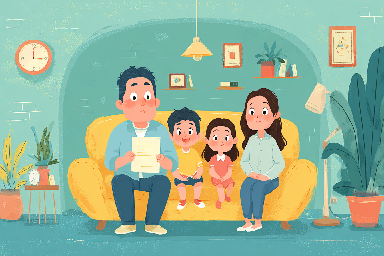 Birlikte tekerlemeleri doğru bir şekilde telaffuz etmeye çalışan bir aile.