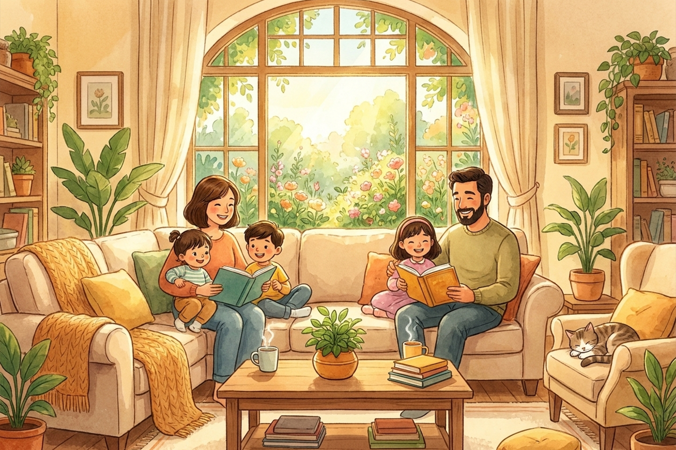 Rahat ve aydınlık oturma odası